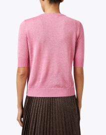 Back image thumbnail - D.Exterior - Pink Lurex Elbow Sleeve Sweater