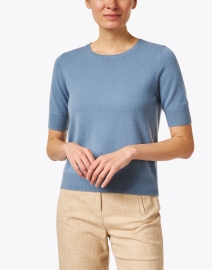 Front image thumbnail - Repeat Cashmere - Light Blue Cashmere Sweater