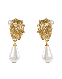 Seashell Pearl Drop Clip Earrings