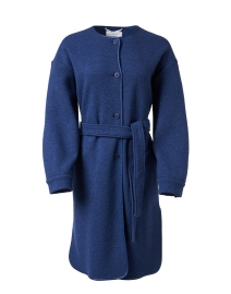 Obice Blue Wool Blend Belted Coat