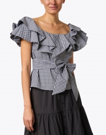 Front image thumbnail - Chloe Kristyn - Michelle Black and White Check Cotton Top