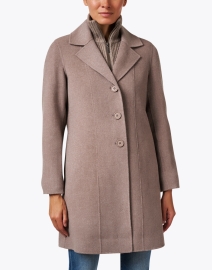 Front image thumbnail - Kinross - Taupe Wool Cashmere Layered Coat