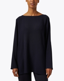 Front image thumbnail - Eileen Fisher - Navy Silk Tunic Top