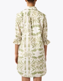 Back image thumbnail - Finley - Miller White and Green Print Shirt Dress