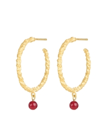 Product image thumbnail - Peracas - Vino Gold and Red Hoop Earrings
