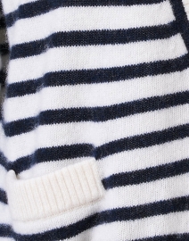 Fabric image thumbnail - White + Warren - White and Navy Striped Cashmere Cardigan
