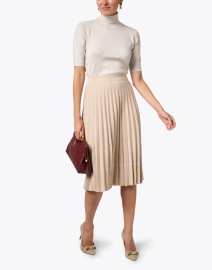 Look image thumbnail - D.Exterior - Tan Stretch Wool Pleated Skirt