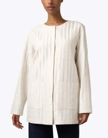 Front image thumbnail - Eileen Fisher - Bone Quilted Silk Jacket