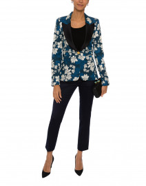 Blue and White Hawaii Floral Printed Blazer