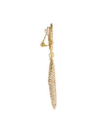 Back image thumbnail - Mercedes Salazar - Gold Flower Clip Drop Earrings