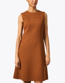 Front image thumbnail - Lafayette 148 New York - Brown Wool A-Line Dress