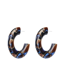 Product image thumbnail - Pono by Joan Goodman - Gia Blue and Brown Resin Hoop Earrings