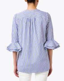 Back image thumbnail - Dovima Paris - Wren Blue and White Stripe Cotton Shirt