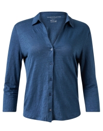 Blue Stretch Linen Shirt