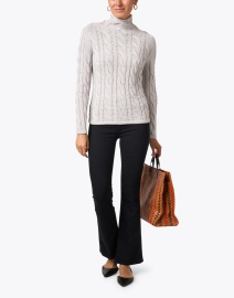 Look image thumbnail - Blue - Grey Cotton Cable Knit Sweater