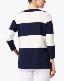 Back image thumbnail - J'Envie - Navy and White Stripe Sweater