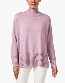 Front image thumbnail - Eileen Fisher - Lilac Wool Turtleneck Sweater