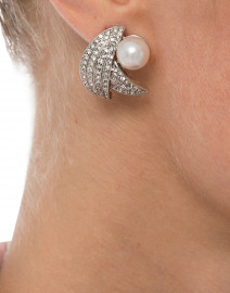 Fanned Pearl Antique Silver Post-Back Earrings