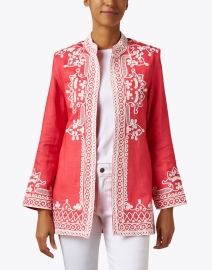 Front image thumbnail - Bella Tu - Ceci Coral Embroidered Linen Jacket