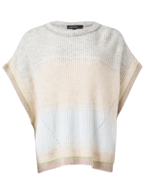 Product image thumbnail - Marc Cain Sports - Beige and Blue Knit Sweater Vest