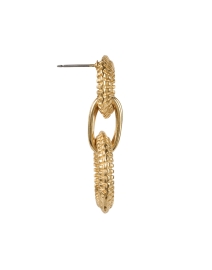 Back image thumbnail - Ben-Amun - Gold Textured Drop Link Earrings