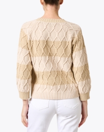 Back image thumbnail - Weekend Max Mara - Panino Beige Stripe Cotton Blend Sweater