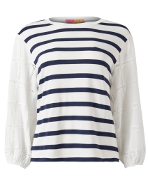 Product image thumbnail - Vilagallo - Eugen Navy and White Striped Cotton Top