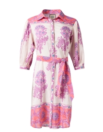Product image thumbnail - Bell - Pink and Purple Print Cotton Shirt Dress