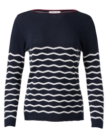 Product image thumbnail - Blue - Navy Wave Stripe Cotton Sweater