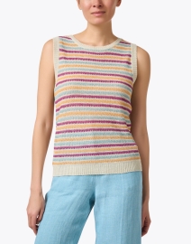 Front image thumbnail - Weekend Max Mara - Caldaia Multi Stripe Linen Sweater