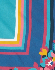Franco Ferrari - Pink and Blue Floral and Stripe Silk Scarf 
