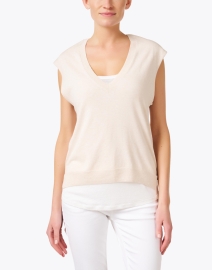 Front image thumbnail - Brochu Walker - Leia Beige Sweater Vest with White Underlayer