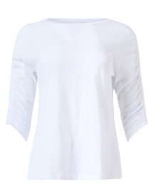 White Cotton Ruched Sleeve Top
