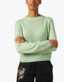 Front image thumbnail - Vince - Green Silk Sweater