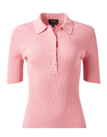 Danae Pink Knit Polo Top