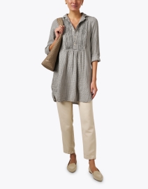 Look image thumbnail - CP Shades - Annette Beige Check Cotton Tunic Top