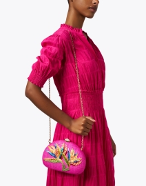 Look image thumbnail - Rafe - Berna Pink Tropical Embroidered Clutch