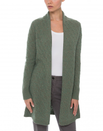 Front image thumbnail - Cortland Park - Sophie Green Cable Knit Cardigan