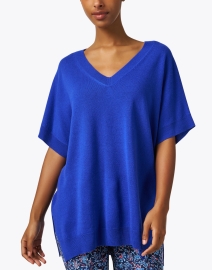 Front image thumbnail - Allude - Blue Wool Cashmere Sweater