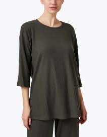 Front image thumbnail - Eileen Fisher - Green Ribbed Top