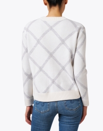 Back image thumbnail - Kinross - White Plaid Cashmere Sweater