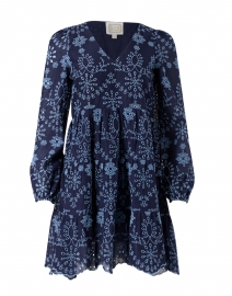 Navy and Blue Embroidered Cotton Dress