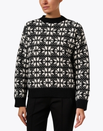 Front image thumbnail - Weekend Max Mara - Black and White Tile Print Wool Sweater