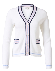 Product image thumbnail - Kinross - White Cotton Cashmere Cardigan