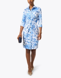Look image thumbnail - Gretchen Scott - Blue Floral Printed Twist Front Dress