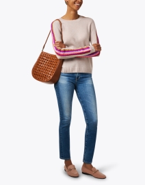Look image thumbnail - Lisa Todd - Taupe Multi Stripe Cashmere Sweater
