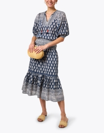 Look image thumbnail - Bell - Fran Navy Print Cotton Silk Blouse