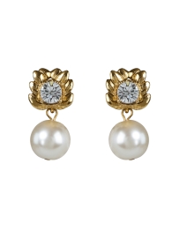 Gold Crystal and Pearl Drop Earrings