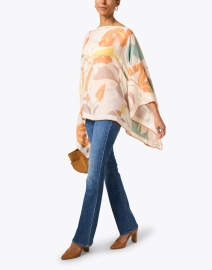 Look image thumbnail - Rani Arabella - Peach Multi Print Cashmere Silk Poncho