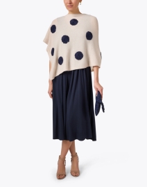 Look image thumbnail - Frances Valentine - Camel and Navy Embroidered Poncho